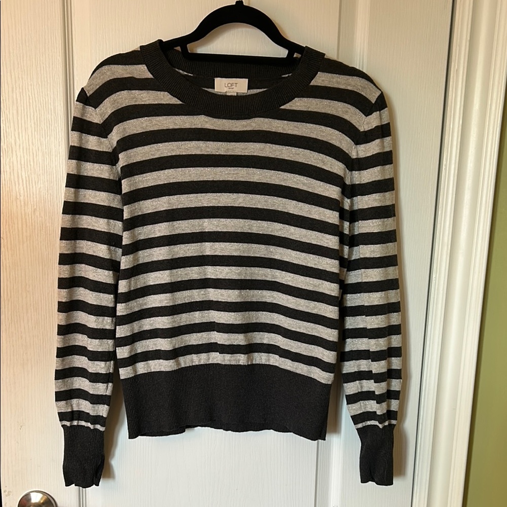 LOFT Striped Knit Light Sparkle Sweater